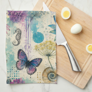 Vibrant Floral Aquatic Dream Tea Towel
