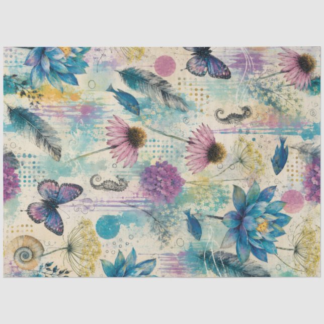 Vibrant Floral Aquatic Dream Tissue Paper (Front)