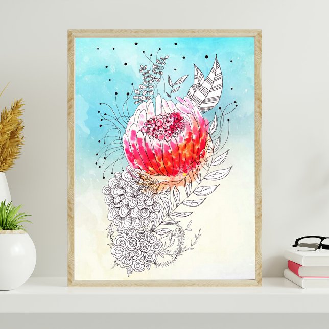 Vibrant Floral Artistic Watercolor Doodle Art Poster (Creator Uploaded)