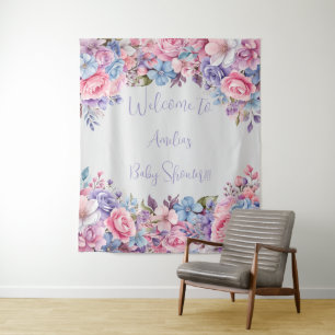 Vibrant Floral Baby Shower Photo Backdrop Tapestry