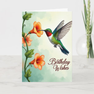 Vibrant Floral Bird Card