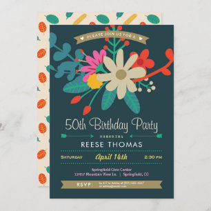 Vibrant Floral Birthday Party Invitation