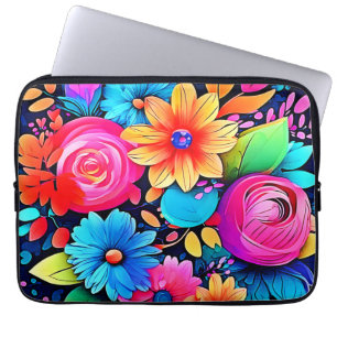 Vibrant Floral Bliss Art Laptop Sleeve