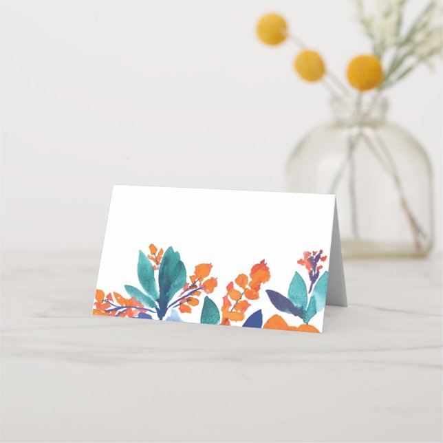 Vibrant Floral Blossom Place Card (Front)
