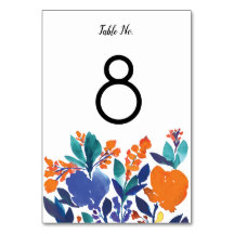 Vibrant Floral Blossom Table Number