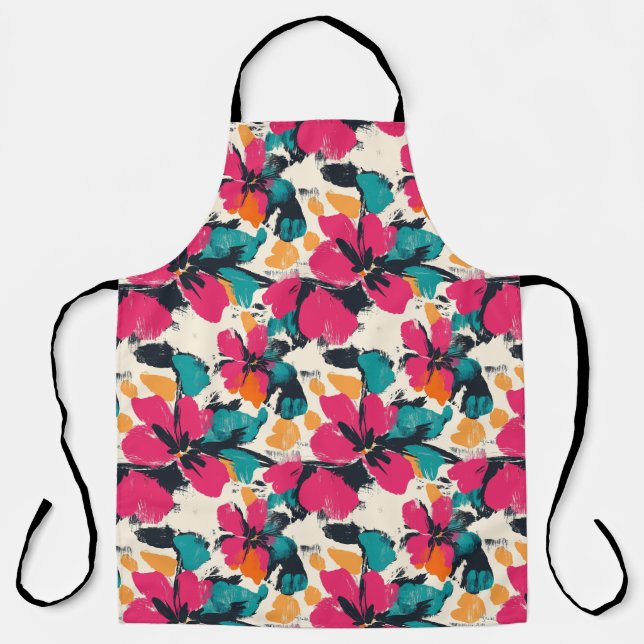 Vibrant Floral Bohemian All-Over Print Apron (Front)