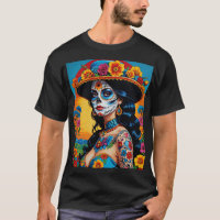 Vibrant Floral Catrina Day of Dead Tee