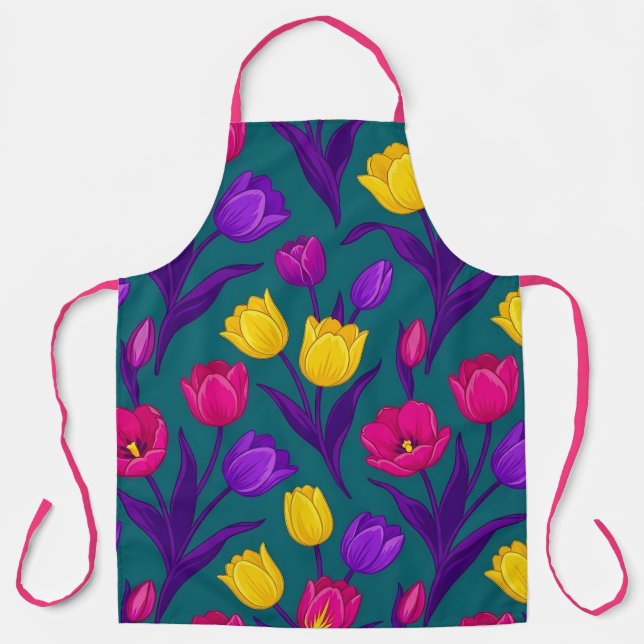 Vibrant Floral Culinary Apron (Front)
