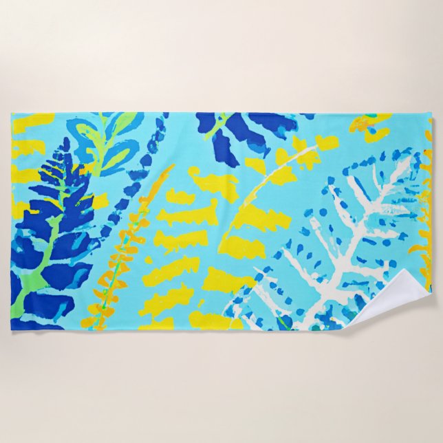 Vibrant Floral Design Beach Towel (Front)