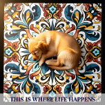 Vibrant Floral Design in Intricate Ceramic Tiles<br><div class="desc">A richly coloured tile design showcases a symmetrical pattern filled with flowing motifs and floral elements.</div>