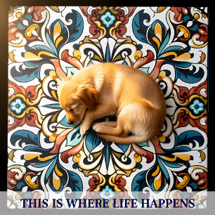 Vibrant Floral Design in Intricate Ceramic Tiles