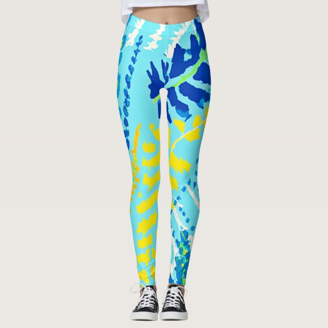 Vibrant Floral Design Leggings (Front)