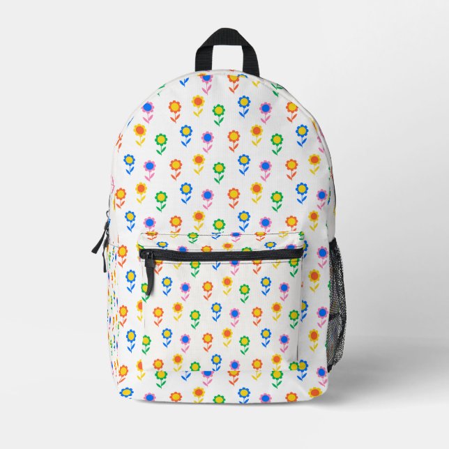 Vibrant Floral Design Printed Backpack (Front)