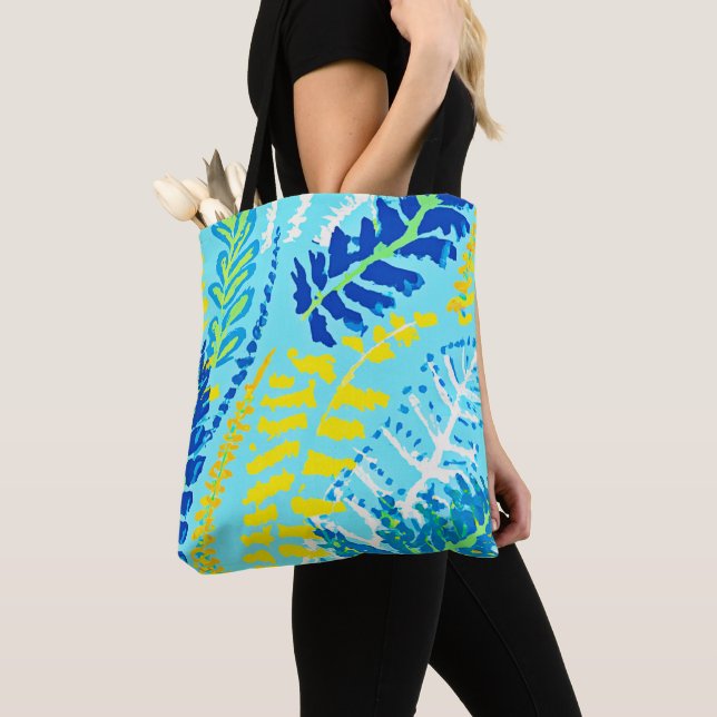 Vibrant Floral Design Tote Bag (Close Up)