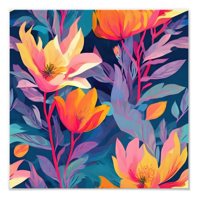 Vibrant Floral Dreams: A Kaleidoscope of Colours Photo Print (Front)
