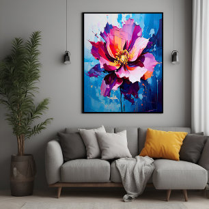 Vibrant Floral Explosion Abstract Flower Art Poster