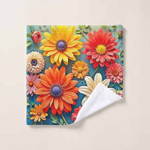 Vibrant Floral Fantasy Design Bath Towel Set