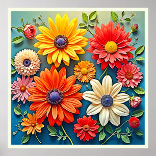 Vibrant Floral Fantasy Design Poster