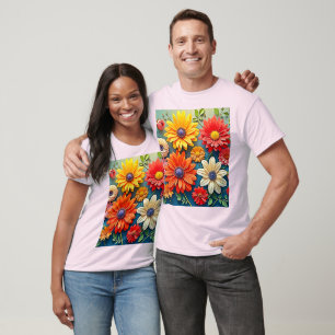 Vibrant Floral Fantasy Design T-Shirt