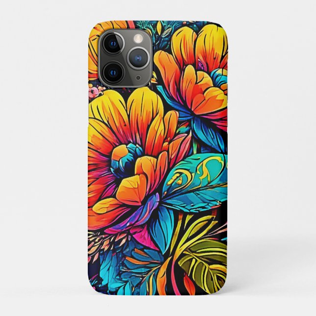 Vibrant Floral Fantasy in Bold Colours Case-Mate iPhone Case (Back)