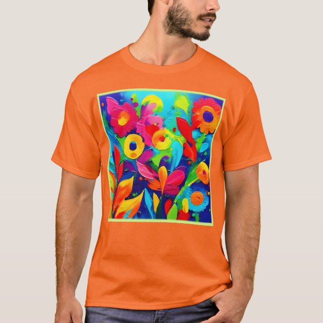 Vibrant Floral Fantasy Painting T-Shirt (Front)