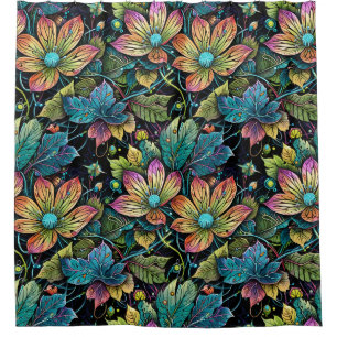 Vibrant Floral Fantasy Shower Curtain