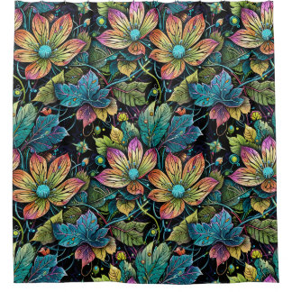 Vibrant Floral Fantasy Shower Curtain