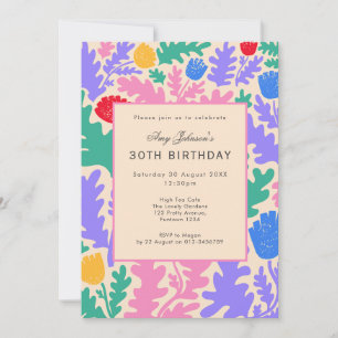 Vibrant Floral Garden 30th Birthday Invitation