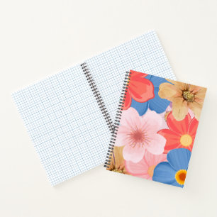 Vibrant Floral Garden Watercolor Pattern Spiral Notebook