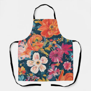 Vibrant Floral Graphic Art Apron