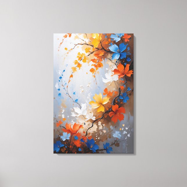 Vibrant Floral Harmony – Abstract Impasto Canvas Print (Front)