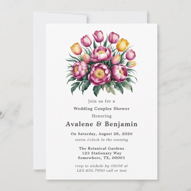 Vibrant Floral Harmony Wedding Couples Shower Invitation (Front)