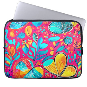 Vibrant Floral Heart Art Laptop Sleeve