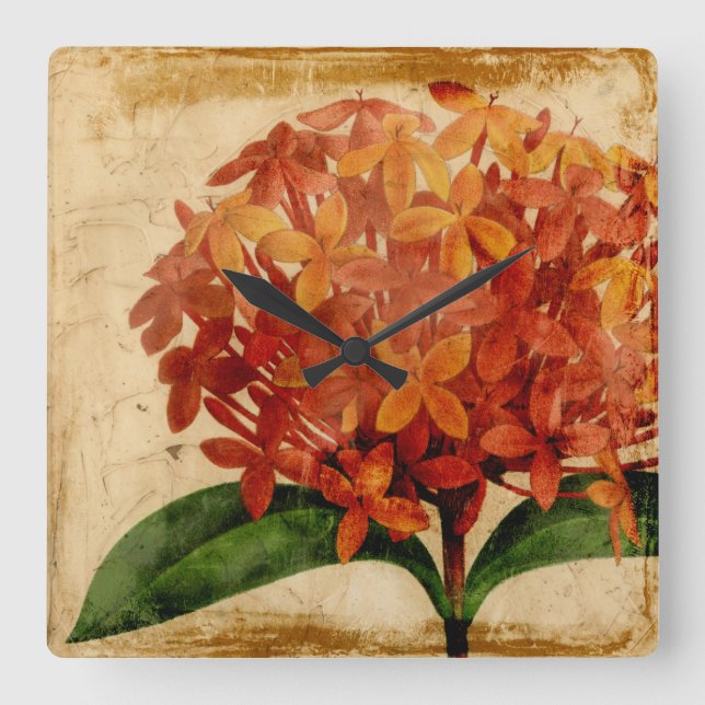 Vibrant Floral III Square Wall Clock (Front)