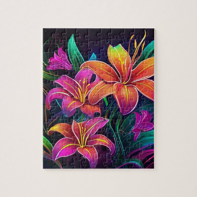 Vibrant Floral Jigsaw Puzzle, Colourful Puzzle Gam (Vertical)