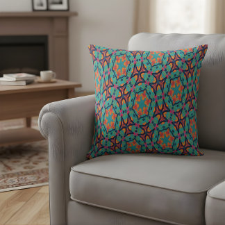 Vibrant Floral Kaleidoscope Cushion