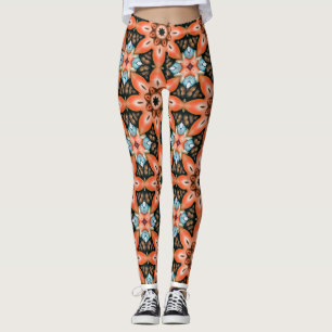 Vibrant Floral Kaleidoscope Leggings 