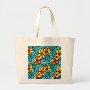 Vibrant Floral  Large Tote Bag