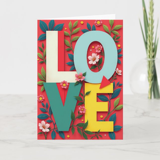 Vibrant Floral Love Card (Front)