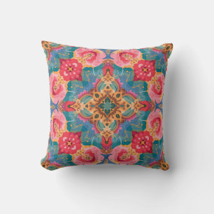 Vibrant Floral Mandala Decorative Cushion