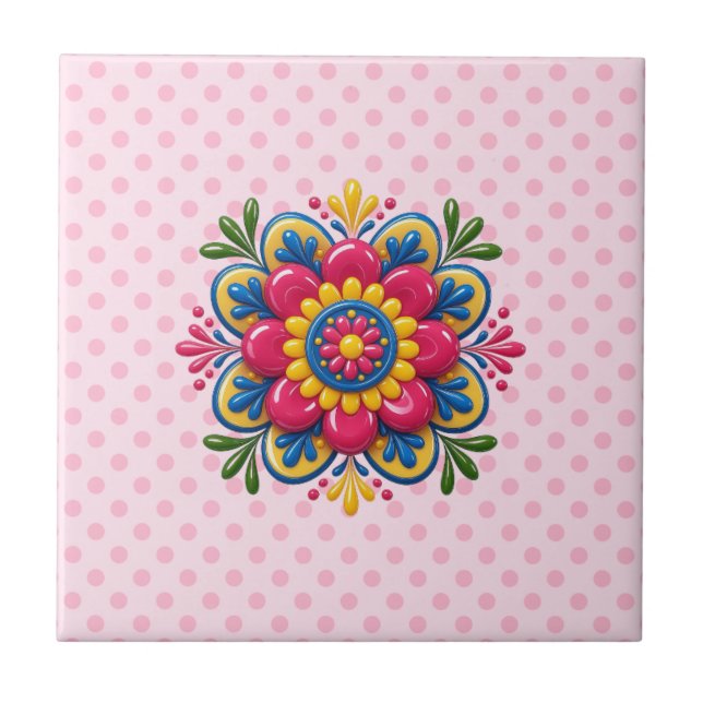 Vibrant  floral mandala tile (Front)