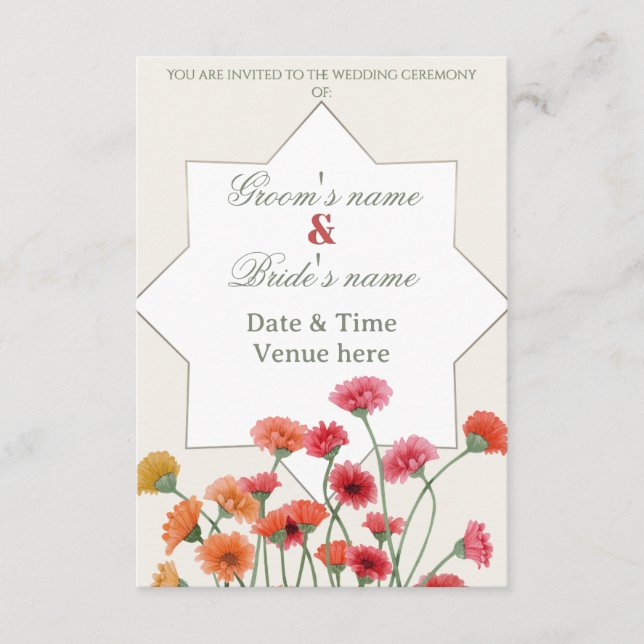 Vibrant Floral Meadow Wedding Invite (Front)