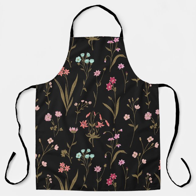 Vibrant Floral Medley On Dark Background Apron (Front)