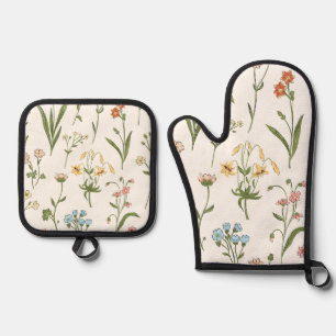 Vibrant Floral Medley Oven Mitt & Pot Holder Set