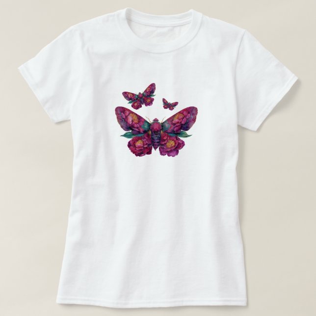 Vibrant Floral Moth T-Shirt (Design Front)