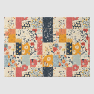 Vibrant Floral Patchwork Quilt in Warm Tones Tissue Paper