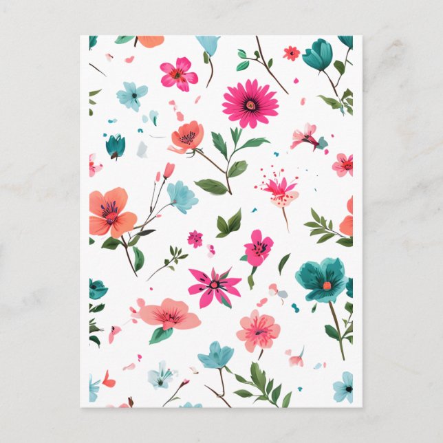 Vibrant Floral Pattern Art Postcard (Front)