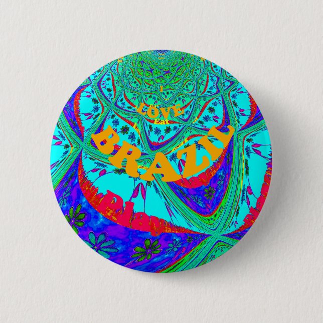 Vibrant Floral Pattern: Brazilian Tribute Eat Love 6 Cm Round Badge (Front)