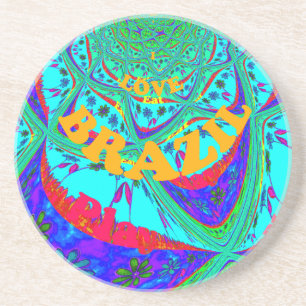 Vibrant Floral Pattern: Brazilian Tribute Eat Love Coaster