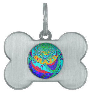 Vibrant Floral Pattern: Brazilian Tribute Eat Love Pet Name Tag